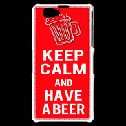 Coque Sony Xperia Z1 Compact Keep Calm Have a beer Rouge