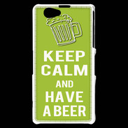 Coque Sony Xperia Z1 Compact Keep Calm Have a beer Vert pomme