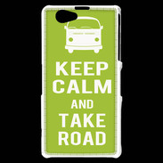 Coque Sony Xperia Z1 Compact Keep Calm Take road Vert pomme