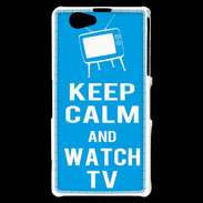 Coque Sony Xperia Z1 Compact Keep Calm Watch TV Cyan