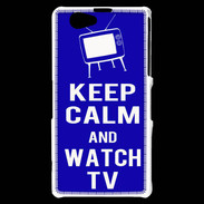 Coque Sony Xperia Z1 Compact Keep Calm Watch TV Bleu