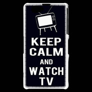 Coque Sony Xperia Z1 Compact Keep Calm Watch TV Noir