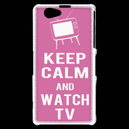 Coque Sony Xperia Z1 Compact Keep Calm Watch TV Rose