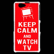 Coque Sony Xperia Z1 Compact Keep Calm Watch TV Rouge