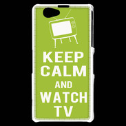 Coque Sony Xperia Z1 Compact Keep Calm Watch TV Vert pomme