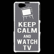 Coque Sony Xperia Z1 Compact Keep Calm Watch TV Gris