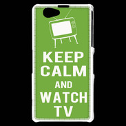 Coque Sony Xperia Z1 Compact Keep Calm Watch TV Vert