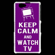 Coque Sony Xperia Z1 Compact Keep Calm Watch TV Violet