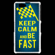 Coque Sony Xperia Z1 Compact Keep Calm and Be Fast Bleu