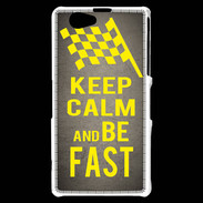 Coque Sony Xperia Z1 Compact Keep Calm and Be Fast Gris