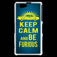 Coque Sony Xperia Z1 Compact Keep Calm and Be Furious Bleu