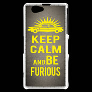Coque Sony Xperia Z1 Compact Keep Calm and Be Furious Gris