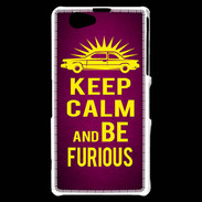 Coque Sony Xperia Z1 Compact Keep Calm and Be Furious Rose
