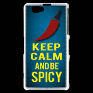 Coque Sony Xperia Z1 Compact Keep Calm and Be Spicy Bleu