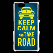Coque Sony Xperia Z1 Compact Keep Calm and Take o road 2 Bleu