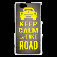 Coque Sony Xperia Z1 Compact Keep Calm and Take o road 2 Gris