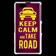 Coque Sony Xperia Z1 Compact Keep Calm and Take o road 2 Rose