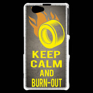 Coque Sony Xperia Z1 Compact Keep Calm and Burn Out Gris