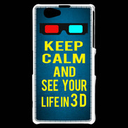 Coque Sony Xperia Z1 Compact Keep Calm and See your life 3D Bleu