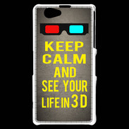 Coque Sony Xperia Z1 Compact Keep Calm and See your life 3D Gris