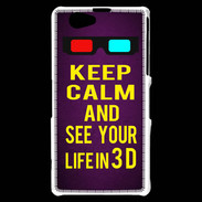 Coque Sony Xperia Z1 Compact Keep Calm and See your life 3D Violet