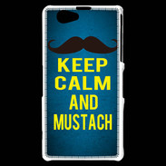 Coque Sony Xperia Z1 Compact Keep Calm and Mustach Bleu