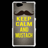 Coque Sony Xperia Z1 Compact Keep Calm and Mustach Gris