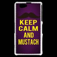 Coque Sony Xperia Z1 Compact Keep Calm and Mustach Violet