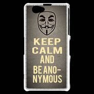 Coque Sony Xperia Z1 Compact Keep Calm and Be Anonymous Gris