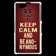 Coque Sony Xperia Z1 Compact Keep Calm and Be Anonymous Rouge