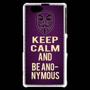 Coque Sony Xperia Z1 Compact Keep Calm and Be Anonymous Violet