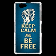 Coque Sony Xperia Z1 Compact Keep Calm and Be Free Bleu