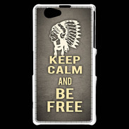 Coque Sony Xperia Z1 Compact Keep Calm and Be Free Gris