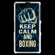 Coque Sony Xperia Z1 Compact Keep Calm and Boxing Bleu