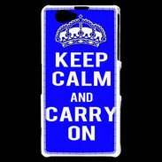 Coque Sony Xperia Z1 Compact Keep Calm and Carry on Bleu