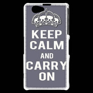 Coque Sony Xperia Z1 Compact Keep Calm and Carry on Gris