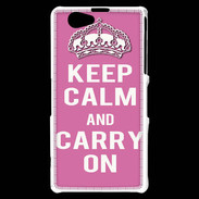 Coque Sony Xperia Z1 Compact Keep Calm and Carry on Rose