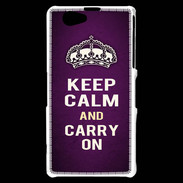 Coque Sony Xperia Z1 Compact Keep Calm and Carry on Violet