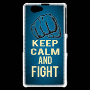 Coque Sony Xperia Z1 Compact Keep Calm and Fight Bleu