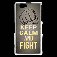 Coque Sony Xperia Z1 Compact Keep Calm and Fight Gris