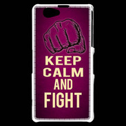 Coque Sony Xperia Z1 Compact Keep Calm and Fight Rose