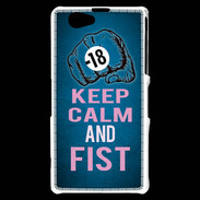 Coque Sony Xperia Z1 Compact Keep Calm and Fist BLeu