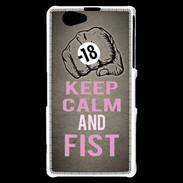 Coque Sony Xperia Z1 Compact Keep Calm and Fist Gris