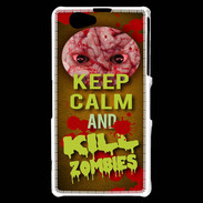 Coque Sony Xperia Z1 Compact Keep Calm and Kill Zombies Orange