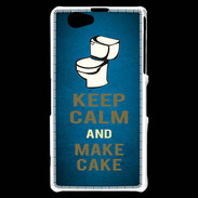 Coque Sony Xperia Z1 Compact Keep Calm and Make cake Bleu
