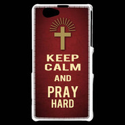 Coque Sony Xperia Z1 Compact Keep Calm and Pray Christian Rouge