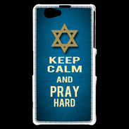 Coque Sony Xperia Z1 Compact Keep Calm and Pray jewish BLeu