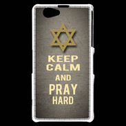 Coque Sony Xperia Z1 Compact Keep Calm and Pray jewish Gris