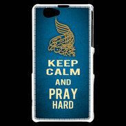 Coque Sony Xperia Z1 Compact Keep Calm and Pray Muslim Bleu
