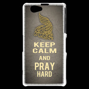 Coque Sony Xperia Z1 Compact Keep Calm and Pray Muslim Gris